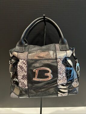 Braccialini Patchwork leather satchel bag